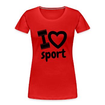 J’aime le sport - T-shirt bio Premium Femme - rouge - Devant - Mia (176cm)
