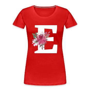 Lettre e floral - T-shirt bio Premium Femme - rouge - Devant - Mia (176cm)