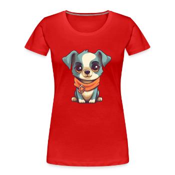 Chien mignon - T-shirt bio Premium Femme - rouge - Devant - Mia (176cm)