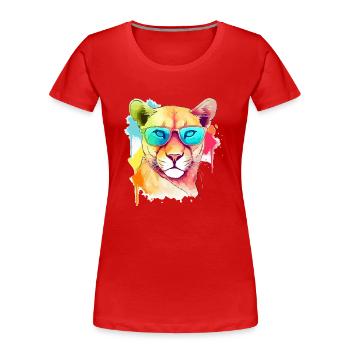 Rak the cougar - Women's Premium Organic T-Shirt - red - Front - Mia (176cm)