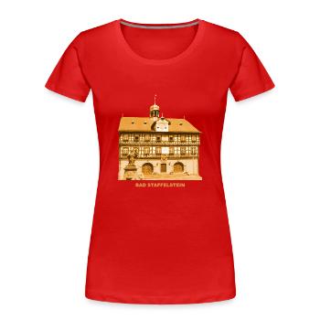 Bad Staffelstein Oberfranken Adam Riese Bayern - Frauen Premium Bio T-Shirt - Rot - Vorne - Mia (176cm)