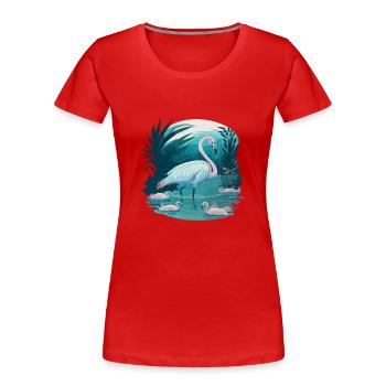 Flamingo's Aquatic Ballet - Women's Premium Organic T-Shirt - red - Front - Mia (176cm)