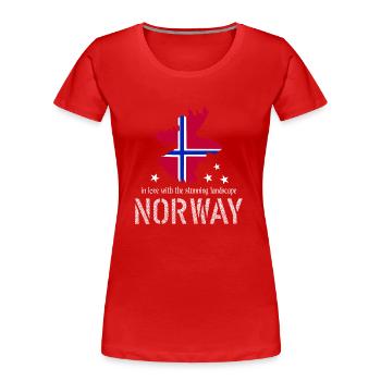 Norwegen Elche - Frauen Premium Bio T-Shirt - Rot - Vorne - Mia (176cm)