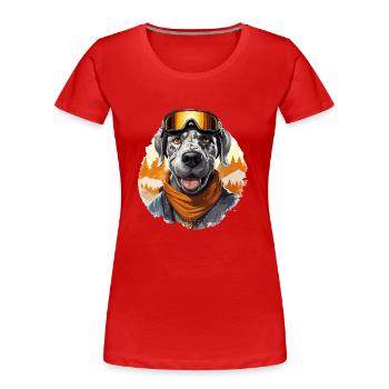Tee de ski Dogue allemand : définir l’adveture hivernale - T-shirt bio Premium Femme - rouge - Devant - Mia (176cm)