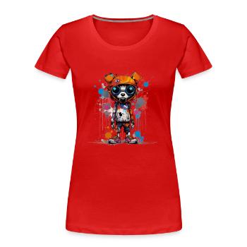 Paws & Reflect: Eine kunstvolle Hundekreation - Frauen Premium Bio T-Shirt - Rot - Vorne - Mia (176cm)