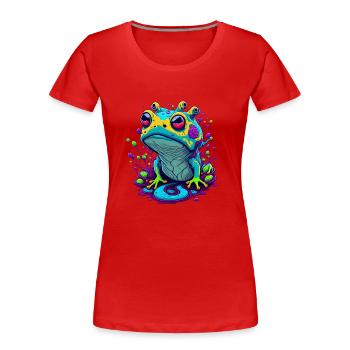 Trippy Frog 03 - Frauen Premium Bio T-Shirt - Rot - Vorne - Mia (176cm)