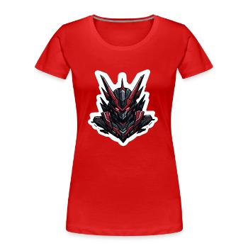Robot de combat Cyber Mech Guerrier emblème Sci-Fi Robot - T-shirt bio Premium Femme - rouge - Devant - Mia (176cm)