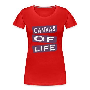 citation drôle expression écrite beauté heureuse - T-shirt bio Premium Femme - rouge - Devant - Mia (176cm)
