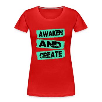continuous innovation enlightenment - Frauen Premium Bio T-Shirt - Rot - Vorne - Mia (176cm)