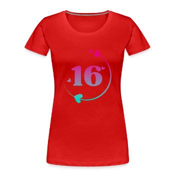 16e anniversaire cercle cœur coloré - T-shirt bio Premium Femme - rouge - Devant - Mia (176cm)