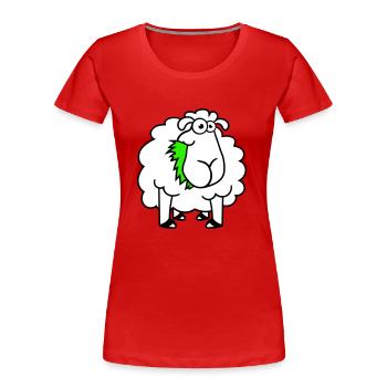 Schaf Frisst Gräser Gras Fressen Hungrig Lustig - Frauen Premium Bio T-Shirt - Rot - Vorne - Mia (176cm)