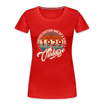 Vintage 1929 meilleur de 1929 - annif 96 ans - T-shirt bio Premium Femme - rouge - Devant - Mia (176cm)