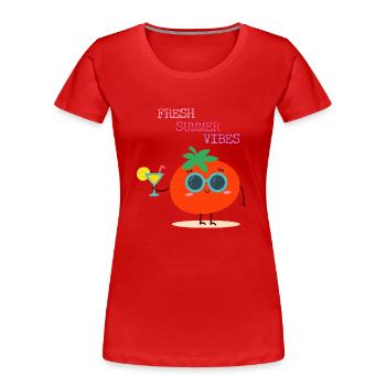 Cocktail Tomate - Fresh Summer Vibes - Geschenk - Frauen Premium Bio T-Shirt - Rot - Vorne - Mia (176cm)