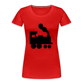 Zug - Bahn - Lok - Lokomotive - Frauen Premium Bio T-Shirt - Rot - Vorne - Mia (176cm)