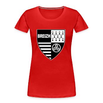 breizh Bretagne - Frauen Premium Bio T-Shirt - Rot - Vorne - Mia (176cm)