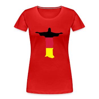 Jesus Rio dreifarbig - Frauen Premium Bio T-Shirt - Rot - Vorne - Mia (176cm)