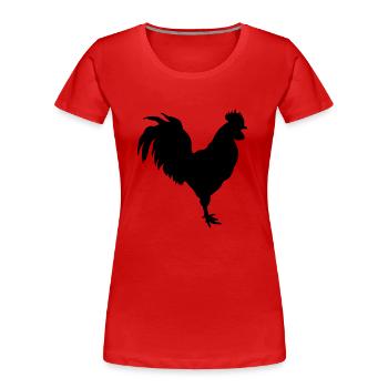 Hahn - Frauen Premium Bio T-Shirt - Rot - Vorne - Mia (176cm)