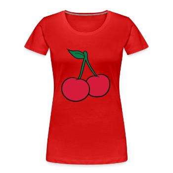 2 cerise feuille conception savoureuse - T-shirt bio Premium Femme - rouge - Devant - Mia (176cm)