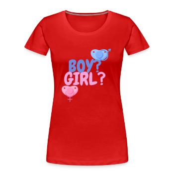 boy or girl? - Frauen Premium Bio T-Shirt - Rot - Vorne - Mia (176cm)