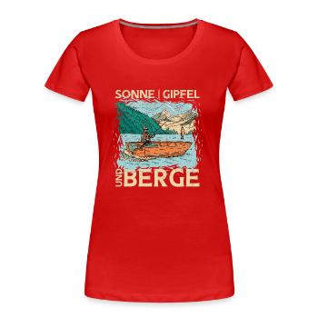 Sonne Gipfel und Berge. Wandern Design - Frauen Premium Bio T-Shirt - Rot - Vorne - Mia (176cm)