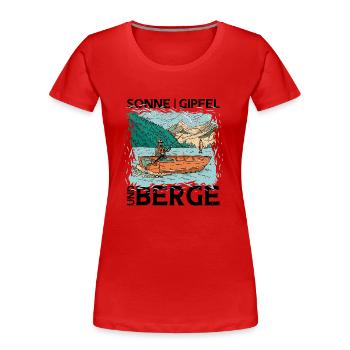 Sonne Gipfel und Berge. Wandern Design - Frauen Premium Bio T-Shirt - Rot - Vorne - Mia (176cm)