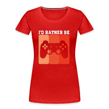 i d rather be - Frauen Premium Bio T-Shirt - Rot - Vorne - Mia (176cm)