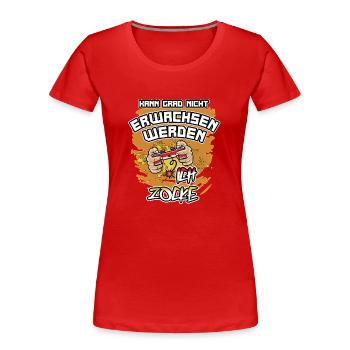 "...Ich zocke". Lustiges Design Für Gamer / Zocker - Frauen Premium Bio T-Shirt - Rot - Vorne - Mia (176cm)