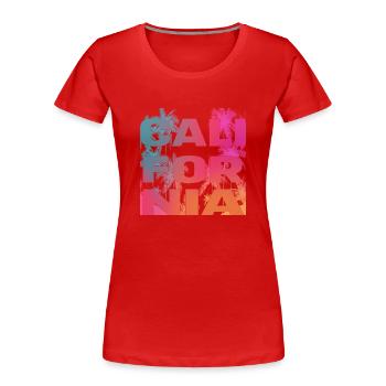 California Colorfull Palmen Shirt - Frauen Premium Bio T-Shirt - Rot - Vorne - Mia (176cm)