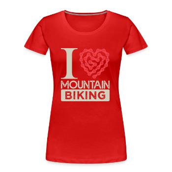 I love mountain biking j aime le vélo montagne - T-shirt bio Premium Femme - rouge - Devant - Mia (176cm)