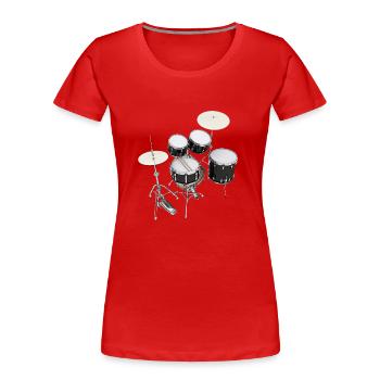 Schlagzeug, Drumset, Drumkit, Drums - Frauen Premium Bio T-Shirt - Rot - Vorne - Mia (176cm)