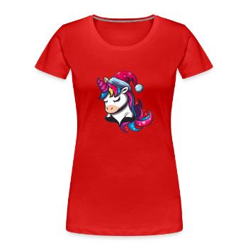 Festliches Einhorn - Frauen Premium Bio T-Shirt - Rot - Vorne - Mia (176cm)