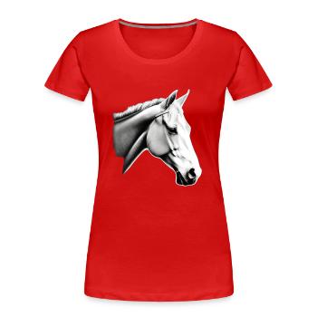 Cheval Croquis Crayon Chevaux Portraits d’animaux 6 - T-shirt bio Premium Femme - rouge - Devant - Mia (176cm)