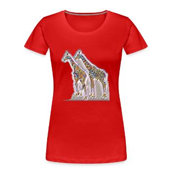 Kunstdruck Giraffen frei farbig - Frauen Premium Bio T-Shirt - Rot - Vorne - Mia (176cm)