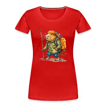 This mole rat likes to wander in free time - Women's Premium Organic T-Shirt - red - Front - Mia (176cm)