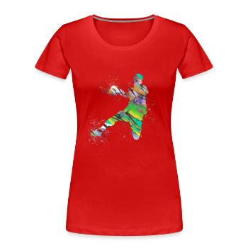 Handball, handballer, Beachhandball,Graffiti - Frauen Premium Bio T-Shirt - Rot - Vorne - Mia (176cm)