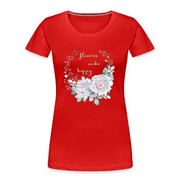 flowers - Frauen Premium Bio T-Shirt - Rot - Vorne - Mia (176cm)