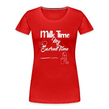 MIlk et biscuits blanc design - Milk Time - T-shirt bio Premium Femme - rouge - Devant - Mia (176cm)