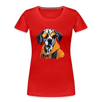 Held Skizze | Dalmatinischer Feuerwehrmann - Frauen Premium Bio T-Shirt - Rot - Vorne - Mia (176cm)