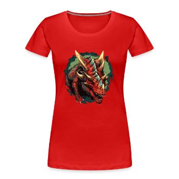 Triceratops - Trice V2 - Frauen Premium Bio T-Shirt - Rot - Vorne - Mia (176cm)