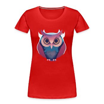 Hibou rêveur (Collection d’animaux rêveurs) - T-shirt bio Premium Femme - rouge - Devant - Mia (176cm)