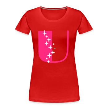 Letter U Glitter - Women's Premium Organic T-Shirt - red - Front - Mia (176cm)