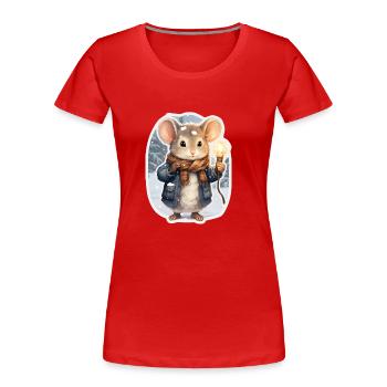 Souris moderne en hiver - T-shirt bio Premium Femme - rouge - Devant - Mia (176cm)