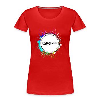 Pfanne Logo Bunt Kochen - Frauen Premium Bio T-Shirt - Rot - Vorne - Mia (176cm)