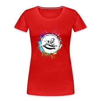 Schauckelpferd Icon Symbol Bunt - Frauen Premium Bio T-Shirt - Rot - Vorne - Mia (176cm)