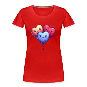 Ballon Herzen auch für Kinder und Geburtstage - Frauen Premium Bio T-Shirt - Rot - Vorne - Mia (176cm)