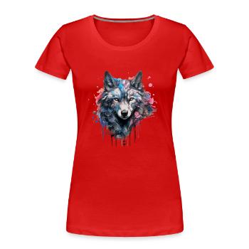 Wolf Design Wolf Head in Bright Colors Wolf Pack - Women's Premium Organic T-Shirt - red - Front - Mia (176cm)