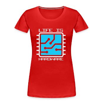 LIFE IS HARDWARE #lovely toons - Frauen Premium Bio T-Shirt - Rot - Vorne - Mia (176cm)