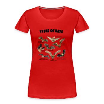 Arten von Fledermäusen Rassen Fledermäuse der Welt Jahrgang - Frauen Premium Bio T-Shirt - Rot - Vorne - Mia (176cm)