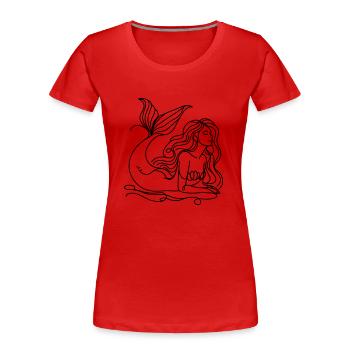 Zeichnung Meerjungfrau Lineart - Frauen Premium Bio T-Shirt - Rot - Vorne - Mia (176cm)