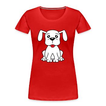 chien assis mignon petit chiot heureux animal de compagnie - T-shirt bio Premium Femme - rouge - Devant - Mia (176cm)
